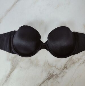 Maidenform Black Satin Side Smoothing Smooth Finish Strapless Underwire Bra, 34C